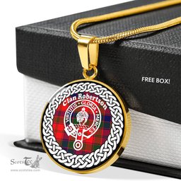 Robertson Tartan Crest Clan Scotland Tartan Plaid Circle Pendant Necklace Jewelry Gift For Women