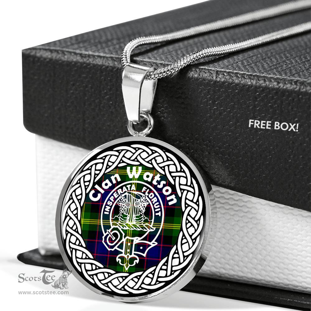Watson Tartan Crest Clan Scotland Tartan Plaid Circle Pendant Necklace Jewelry Gift For Women