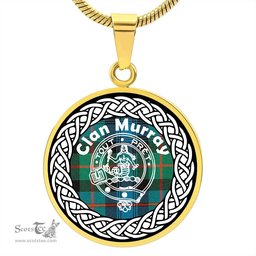 Scotstee Shop Jewelry Murray Tartan Crest Clan Scotland Tartan Plaid Circle Pendant Necklace Jewelry Gift For Women
