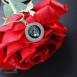 Scotstee Shop Necklace Campbell Tartan Crest Clan Scotland Tartan Plaid Circle Pendant Necklace Jewelry Gift For Women