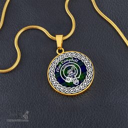 Scotstee Shop Necklace Campbell Tartan Crest Clan Scotland Tartan Plaid Circle Pendant Necklace Jewelry Gift For Women
