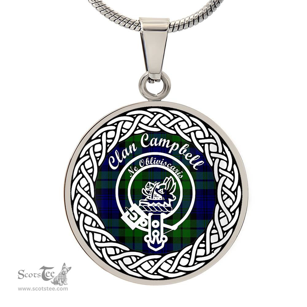 Scotstee Shop Necklace Campbell Tartan Crest Clan Scotland Tartan Plaid Circle Pendant Necklace Jewelry Gift For Women