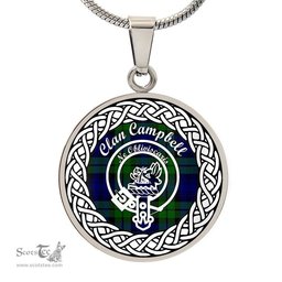 Scotstee Shop Necklace Campbell Tartan Crest Clan Scotland Tartan Plaid Circle Pendant Necklace Jewelry Gift For Women
