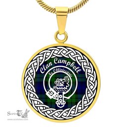 Scotstee Shop Necklace Campbell Tartan Crest Clan Scotland Tartan Plaid Circle Pendant Necklace Jewelry Gift For Women
