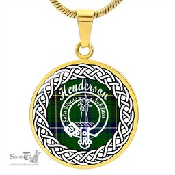 Scotstee Shop Jewelry Henderson Tartan Crest Clan Scotland Tartan Plaid Circle Pendant Necklace Jewelry Gift For Women