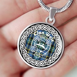 Weir Tartan Crest Clan Scotland Tartan Plaid Circle Pendant Necklace Jewelry Gift For Women