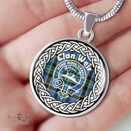 Weir Tartan Crest Clan Scotland Tartan Plaid Circle Pendant Necklace Jewelry Gift For Women