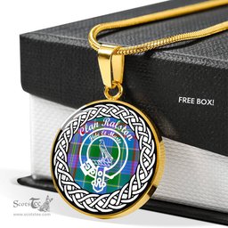 Ralston Tartan Crest Clan Scotland Tartan Plaid Circle Pendant Necklace Jewelry Gift For Women
