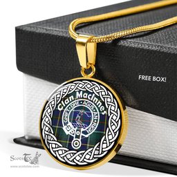 Maclnnes Tartan Crest Clan Scotland Tartan Plaid Circle Pendant Necklace Jewelry Gift For Women