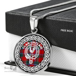 Sinclair Tartan Crest Clan Scotland Tartan Plaid Circle Pendant Necklace Jewelry Gift For Women