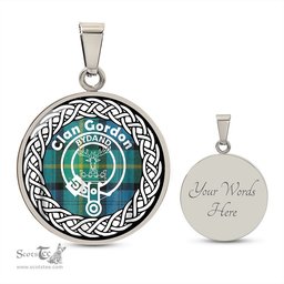 Scotstee Shop Jewelry Gordon Tartan Crest Clan Scotland Tartan Plaid Circle Pendant Necklace Jewelry Gift For Women
