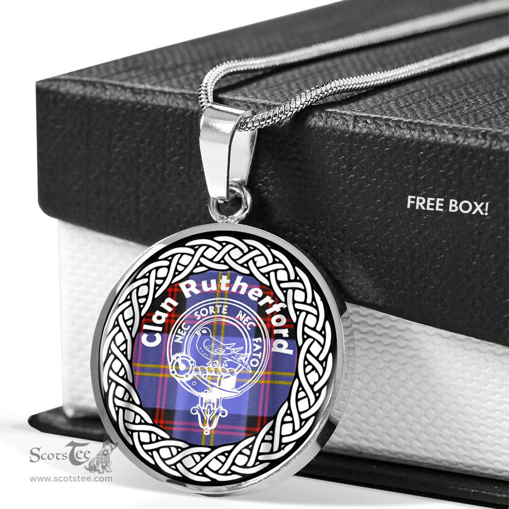 Rutherford Tartan Crest Clan Scotland Tartan Plaid Circle Pendant Necklace Jewelry Gift For Women