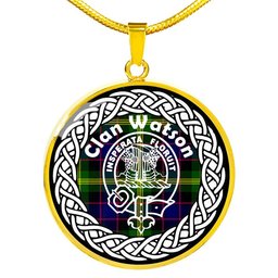 Watson Tartan Crest Clan Scotland Tartan Plaid Circle Pendant Necklace Jewelry Gift For Women