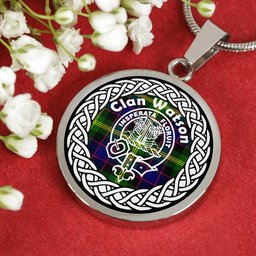 Watson Tartan Crest Clan Scotland Tartan Plaid Circle Pendant Necklace Jewelry Gift For Women
