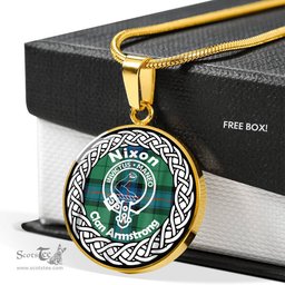 Nixon Tartan Crest Clan Scotland Tartan Plaid Circle Pendant Necklace Jewelry Gift For Women