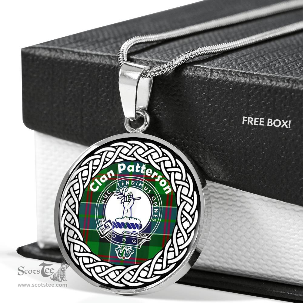 Patterson Tartan Crest Clan Scotland Tartan Plaid Circle Pendant Necklace Jewelry Gift For Women