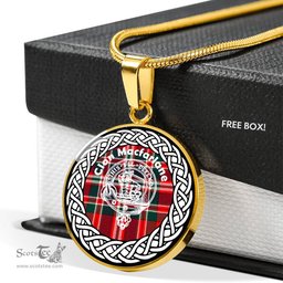 Macfarlane Tartan Crest Clan Scotland Tartan Plaid Circle Pendant Necklace Jewelry Gift For Women