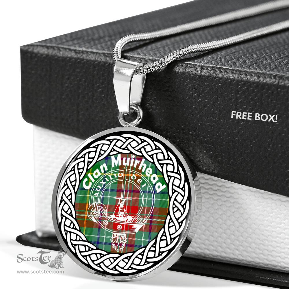 Muirhead Tartan Crest Clan Scotland Tartan Plaid Circle Pendant Necklace Jewelry Gift For Women