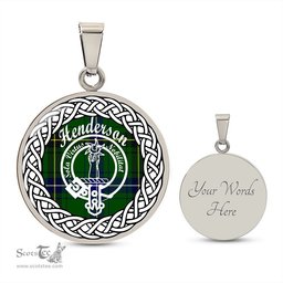 Scotstee Shop Jewelry Henderson Tartan Crest Clan Scotland Tartan Plaid Circle Pendant Necklace Jewelry Gift For Women