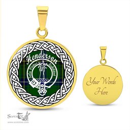 Scotstee Shop Jewelry Henderson Tartan Crest Clan Scotland Tartan Plaid Circle Pendant Necklace Jewelry Gift For Women