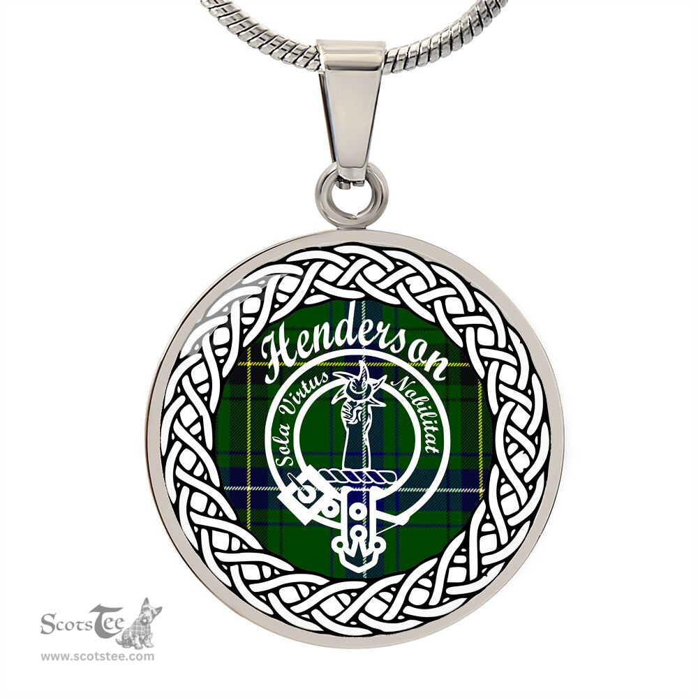 Scotstee Shop Jewelry Henderson Tartan Crest Clan Scotland Tartan Plaid Circle Pendant Necklace Jewelry Gift For Women