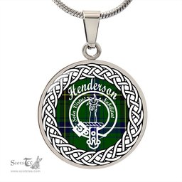 Scotstee Shop Jewelry Henderson Tartan Crest Clan Scotland Tartan Plaid Circle Pendant Necklace Jewelry Gift For Women