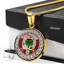 Pollock Tartan Crest Clan Scotland Tartan Plaid Circle Pendant Necklace Jewelry Gift For Women
