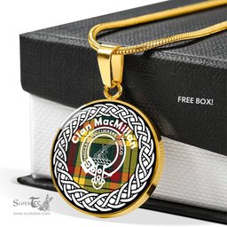 MacMillan Tartan Crest Clan Scotland Tartan Plaid Circle Pendant Necklace Jewelry Gift For Women