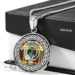 MacMillan Tartan Crest Clan Scotland Tartan Plaid Circle Pendant Necklace Jewelry Gift For Women