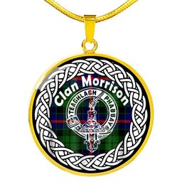 Morrison Tartan Crest Clan Scotland Tartan Plaid Circle Pendant Necklace Jewelry Gift For Women