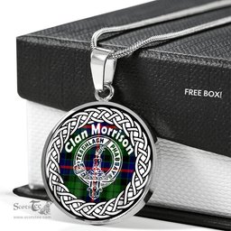 Morrison Tartan Crest Clan Scotland Tartan Plaid Circle Pendant Necklace Jewelry Gift For Women