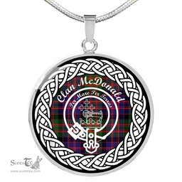McDonald Tartan Crest Clan Scotland Tartan Plaid Circle Pendant Necklace Jewelry Gift For Women