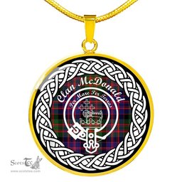 McDonald Tartan Crest Clan Scotland Tartan Plaid Circle Pendant Necklace Jewelry Gift For Women