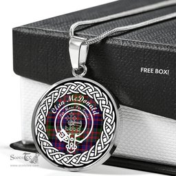 McDonald Tartan Crest Clan Scotland Tartan Plaid Circle Pendant Necklace Jewelry Gift For Women