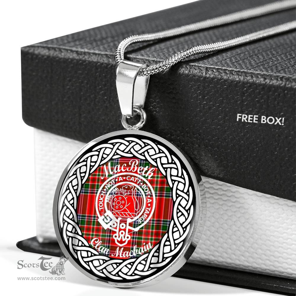 MacBeth Tartan Crest Clan Scotland Tartan Plaid Circle Pendant Necklace Jewelry Gift For Women
