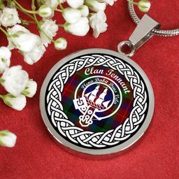Tennant Tartan Crest Clan Scotland Tartan Plaid Circle Pendant Necklace Jewelry Gift For Women