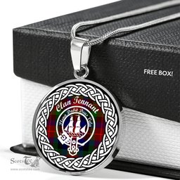 Tennant Tartan Crest Clan Scotland Tartan Plaid Circle Pendant Necklace Jewelry Gift For Women