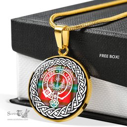 Maclaine Of Lochbuie Tartan Crest Clan Scotland Tartan Plaid Circle Pendant Necklace Jewelry Gift For Women