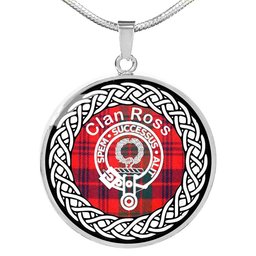 Ross Tartan Crest Clan Scotland Tartan Plaid Circle Pendant Necklace Jewelry Gift For Women
