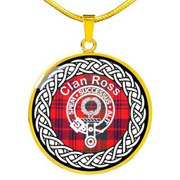 Ross Tartan Crest Clan Scotland Tartan Plaid Circle Pendant Necklace Jewelry Gift For Women