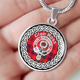 Ross Tartan Crest Clan Scotland Tartan Plaid Circle Pendant Necklace Jewelry Gift For Women