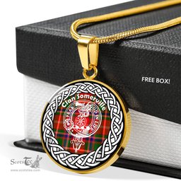 Somerville Tartan Crest Clan Scotland Tartan Plaid Circle Pendant Necklace Jewelry Gift For Women