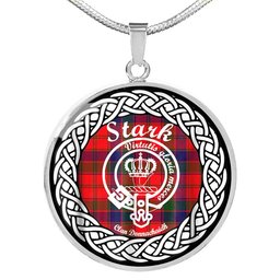 Stark Tartan Crest Clan Scotland Tartan Plaid Circle Pendant Necklace Jewelry Gift For Women