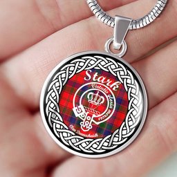 Stark Tartan Crest Clan Scotland Tartan Plaid Circle Pendant Necklace Jewelry Gift For Women