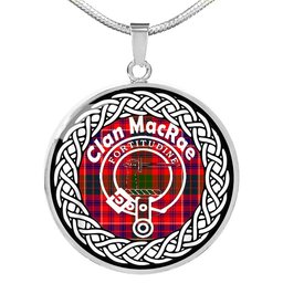 MacRae Tartan Crest Clan Scotland Tartan Plaid Circle Pendant Necklace Jewelry Gift For Women