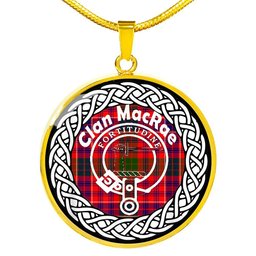 MacRae Tartan Crest Clan Scotland Tartan Plaid Circle Pendant Necklace Jewelry Gift For Women