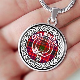 MacRae Tartan Crest Clan Scotland Tartan Plaid Circle Pendant Necklace Jewelry Gift For Women