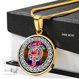 Gow Tartan Crest Clan Scotland Tartan Plaid Circle Pendant Necklace Jewelry Gift For Women
