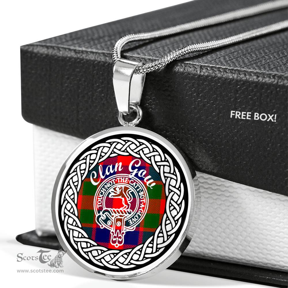 Gow Tartan Crest Clan Scotland Tartan Plaid Circle Pendant Necklace Jewelry Gift For Women