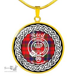 Reed Tartan Crest Clan Scotland Tartan Plaid Circle Pendant Necklace Jewelry Gift For Women